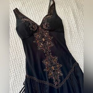Y2K Dark Fairycore Formal Dress, 1920’s Inspired Beaded Gown